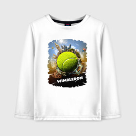 Детский лонгслив хлопок с принтом Уимблдон (Wimbledon) в Белгороде, 100% хлопок | круглый вырез горловины, полуприлегающий силуэт, длина до линии бедер | wimbledon | англия | большой теннис | великобритания | теннисный мяч | уимблдон