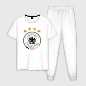 Мужская пижама хлопок с принтом Сборная Германии в Белгороде, 100% хлопок | брюки и футболка прямого кроя, без карманов, на брюках мягкая резинка на поясе и по низу штанин
 | germany | германия