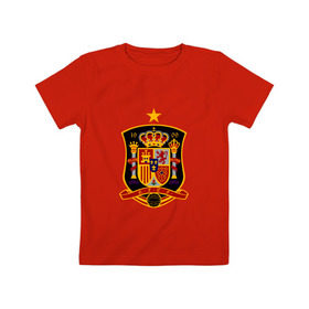 Детская футболка хлопок с принтом Сборная Испании в Белгороде, 100% хлопок | круглый вырез горловины, полуприлегающий силуэт, длина до линии бедер | spain | испания | сборная испании
футбол