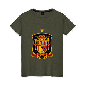 Женская футболка хлопок с принтом Сборная Испании в Белгороде, 100% хлопок | прямой крой, круглый вырез горловины, длина до линии бедер, слегка спущенное плечо | spain | испания | сборная испании
футбол