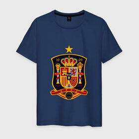 Мужская футболка хлопок с принтом Сборная Испании в Белгороде, 100% хлопок | прямой крой, круглый вырез горловины, длина до линии бедер, слегка спущенное плечо. | spain | испания | сборная испании
футбол