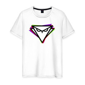 Мужская футболка хлопок с принтом Coloured OWL в Белгороде, 100% хлопок | прямой крой, круглый вырез горловины, длина до линии бедер, слегка спущенное плечо. | 