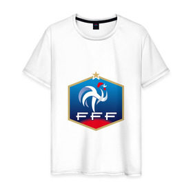 Мужская футболка хлопок с принтом Сборная Франции в Белгороде, 100% хлопок | прямой крой, круглый вырез горловины, длина до линии бедер, слегка спущенное плечо. | сборная франции
france | франция | футбол