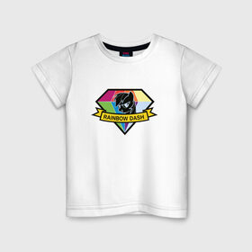 Детская футболка хлопок с принтом Rainbow Dash в Белгороде, 100% хлопок | круглый вырез горловины, полуприлегающий силуэт, длина до линии бедер | Тематика изображения на принте: my little pony | rainbow dash | красивая картинка с rainbow dash.радуга | пони