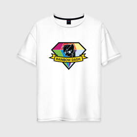 Женская футболка хлопок Oversize с принтом Rainbow Dash в Белгороде, 100% хлопок | свободный крой, круглый ворот, спущенный рукав, длина до линии бедер
 | Тематика изображения на принте: my little pony | rainbow dash | красивая картинка с rainbow dash.радуга | пони