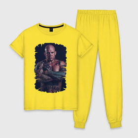 Женская пижама хлопок с принтом Jeff Monson (MMA) в Белгороде, 100% хлопок | брюки и футболка прямого кроя, без карманов, на брюках мягкая резинка на поясе и по низу штанин | ufc