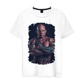 Мужская футболка хлопок с принтом Jeff Monson (MMA) в Белгороде, 100% хлопок | прямой крой, круглый вырез горловины, длина до линии бедер, слегка спущенное плечо. | ufc