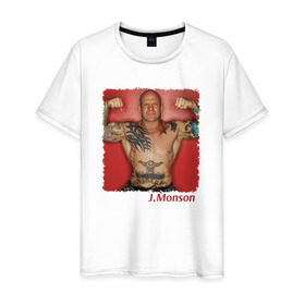 Мужская футболка хлопок с принтом Джефф Монсон в Белгороде, 100% хлопок | прямой крой, круглый вырез горловины, длина до линии бедер, слегка спущенное плечо. | ufc