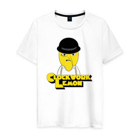 Мужская футболка хлопок с принтом Clockwork Lemon в Белгороде, 100% хлопок | прямой крой, круглый вырез горловины, длина до линии бедер, слегка спущенное плечо. | clockwork lemon время приключений adventure t