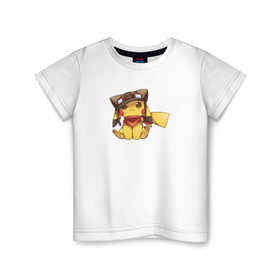 Детская футболка хлопок с принтом Пикачу в Белгороде, 100% хлопок | круглый вырез горловины, полуприлегающий силуэт, длина до линии бедер | pokemons | покемоны