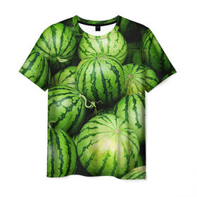 Мужская футболка 3D с принтом Арбузы в Белгороде, 100% полиэфир | прямой крой, круглый вырез горловины, длина до линии бедер | арбуз | еда | фрукт | ягода