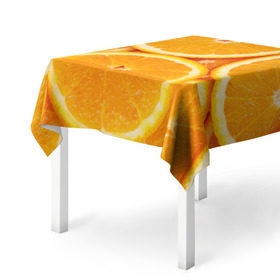 Скатерть 3D с принтом Апельсин в Белгороде, 100% полиэстер (ткань не мнется и не растягивается) | Размер: 150*150 см | Тематика изображения на принте: апельсин | еда | лимон | фрукт