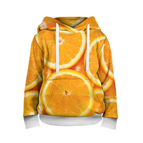 Детская толстовка 3D с принтом Апельсин в Белгороде, 100% полиэстер | двухслойный капюшон со шнурком для регулировки, мягкие манжеты на рукавах и по низу толстовки, спереди карман-кенгуру с мягким внутренним слоем | Тематика изображения на принте: апельсин | еда | лимон | фрукт