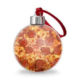 Ёлочный шар с принтом Пицца в Белгороде, Пластик | Диаметр: 77 мм | Тематика изображения на принте: pizza | еда | пицца | фастфуд