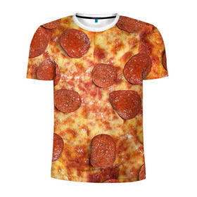 Мужская футболка 3D спортивная с принтом Пицца в Белгороде, 100% полиэстер с улучшенными характеристиками | приталенный силуэт, круглая горловина, широкие плечи, сужается к линии бедра | pizza | еда | пицца | фастфуд