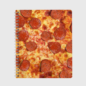 Тетрадь с принтом Пицца в Белгороде, 100% бумага | 48 листов, плотность листов — 60 г/м2, плотность картонной обложки — 250 г/м2. Листы скреплены сбоку удобной пружинной спиралью. Уголки страниц и обложки скругленные. Цвет линий — светло-серый
 | pizza | еда | пицца | фастфуд