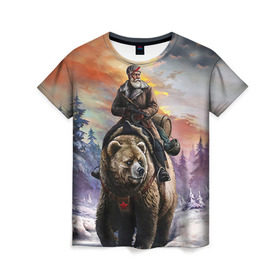 Женская футболка 3D с принтом Медведь в Белгороде, 100% полиэфир ( синтетическое хлопкоподобное полотно) | прямой крой, круглый вырез горловины, длина до линии бедер | лес | медведь | мишка | патриот | россия | я русский