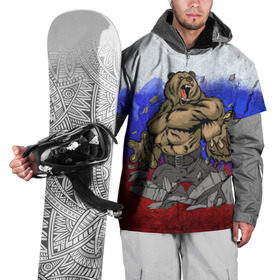 Накидка на куртку 3D с принтом Медведь в Белгороде, 100% полиэстер |  | Тематика изображения на принте: флаг россии