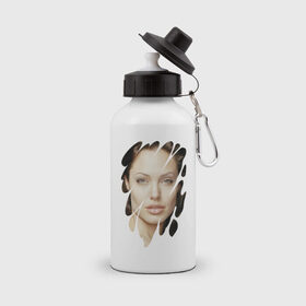 Бутылка спортивная с принтом Анджелина Джоли в Белгороде, металл | емкость — 500 мл, в комплекте две пластиковые крышки и карабин для крепления | angelina jolie | hollywood | анджелина джоли | голливуд | кинозвезда