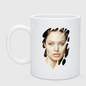 Кружка с принтом Анджелина Джоли в Белгороде, керамика | объем — 330 мл, диаметр — 80 мм. Принт наносится на бока кружки, можно сделать два разных изображения | angelina jolie | hollywood | анджелина джоли | голливуд | кинозвезда