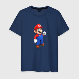 Мужская футболка хлопок с принтом Марио в Белгороде, 100% хлопок | прямой крой, круглый вырез горловины, длина до линии бедер, слегка спущенное плечо. | 