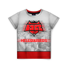 Детская футболка 3D с принтом Hellraisers в Белгороде, 100% гипоаллергенный полиэфир | прямой крой, круглый вырез горловины, длина до линии бедер, чуть спущенное плечо, ткань немного тянется | cs | csgo | cybersportteam | hell | hellraisers | ксго | хэлрайзис