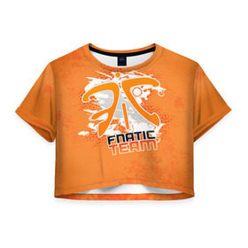 Женская футболка 3D укороченная с принтом Fnatic team в Белгороде, 100% полиэстер | круглая горловина, длина футболки до линии талии, рукава с отворотами | 