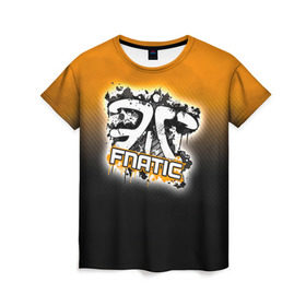 Женская футболка 3D с принтом Fnatic team в Белгороде, 100% полиэфир ( синтетическое хлопкоподобное полотно) | прямой крой, круглый вырез горловины, длина до линии бедер | fnatic