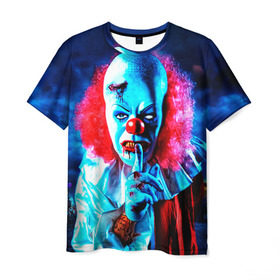 Мужская футболка 3D с принтом Клоун в Белгороде, 100% полиэфир | прямой крой, круглый вырез горловины, длина до линии бедер | halloween | злодей | злой | клоун | монстр | хэлоуин