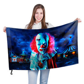 Флаг 3D с принтом Клоун в Белгороде, 100% полиэстер | плотность ткани — 95 г/м2, размер — 67 х 109 см. Принт наносится с одной стороны | halloween | злодей | злой | клоун | монстр | хэлоуин