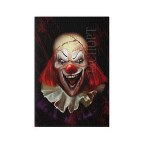 Обложка для паспорта матовая кожа с принтом Зомби клоун в Белгороде, натуральная матовая кожа | размер 19,3 х 13,7 см; прозрачные пластиковые крепления | Тематика изображения на принте: halloween | злодей | злой | клоун | монстр | хэлоуин