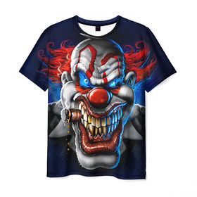 Мужская футболка 3D с принтом Клоун в Белгороде, 100% полиэфир | прямой крой, круглый вырез горловины, длина до линии бедер | halloween | злодей | злой | клоун | монстр | хэлоуин