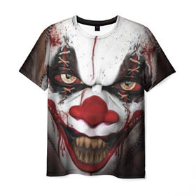 Мужская футболка 3D с принтом Зомби клоун в Белгороде, 100% полиэфир | прямой крой, круглый вырез горловины, длина до линии бедер | halloween | злодей | злой | клоун | монстр | хэлоуин