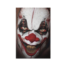 Обложка для паспорта матовая кожа с принтом Зомби клоун в Белгороде, натуральная матовая кожа | размер 19,3 х 13,7 см; прозрачные пластиковые крепления | halloween | злодей | злой | клоун | монстр | хэлоуин