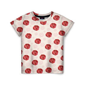 Детская футболка 3D с принтом Розы в Белгороде, 100% гипоаллергенный полиэфир | прямой крой, круглый вырез горловины, длина до линии бедер, чуть спущенное плечо, ткань немного тянется | паттерн | цветочный