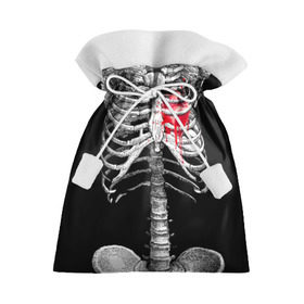 Подарочный 3D мешок с принтом Скелет с сердцем в Белгороде, 100% полиэстер | Размер: 29*39 см | halloween | skeleton | кровь | скелет | хэллоуин