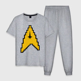Мужская пижама хлопок с принтом Star Trek 8 bit в Белгороде, 100% хлопок | брюки и футболка прямого кроя, без карманов, на брюках мягкая резинка на поясе и по низу штанин
 | star trek 8 bit звездный путь пиксели