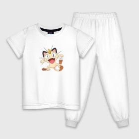 Детская пижама хлопок с принтом Pokemon в Белгороде, 100% хлопок |  брюки и футболка прямого кроя, без карманов, на брюках мягкая резинка на поясе и по низу штанин
 | Тематика изображения на принте: kat | pokemon | анимэ | кот | мяут | покемон