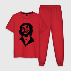 Мужская пижама хлопок с принтом Че Гевара в Белгороде, 100% хлопок | брюки и футболка прямого кроя, без карманов, на брюках мягкая резинка на поясе и по низу штанин
 | che | cuba | гевара | куба | латиноамериканский революционер | че | чегевара