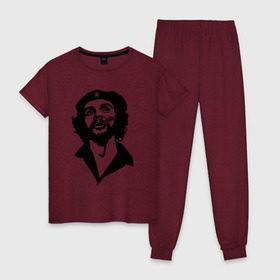 Женская пижама хлопок с принтом Че Гевара в Белгороде, 100% хлопок | брюки и футболка прямого кроя, без карманов, на брюках мягкая резинка на поясе и по низу штанин | che | cuba | гевара | куба | латиноамериканский революционер | че | чегевара