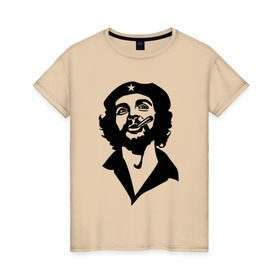 Женская футболка хлопок с принтом Че Гевара в Белгороде, 100% хлопок | прямой крой, круглый вырез горловины, длина до линии бедер, слегка спущенное плечо | che | cuba | гевара | куба | латиноамериканский революционер | че | чегевара
