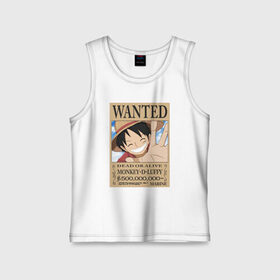 Детская майка хлопок с принтом Монки Ди Луффи в Белгороде,  |  | luffy | one piece | wanted | ван пис | луффи | розыск