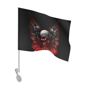 Флаг для автомобиля с принтом Череп с оружием в Белгороде, 100% полиэстер | Размер: 30*21 см | skull | skulls | неудержимые | череп | черепа