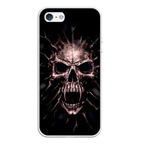 Чехол для Apple iPhone 5/5S силиконовый с принтом Scary skull в Белгороде, Силикон | Область печати: задняя сторона чехла, без боковых панелей | skull | skulls | череп | черепа