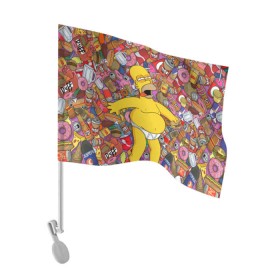 Флаг для автомобиля с принтом Гомер в Белгороде, 100% полиэстер | Размер: 30*21 см | гомер