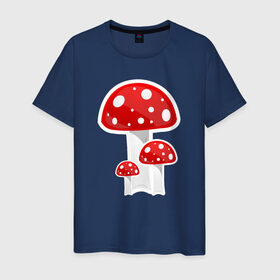 Мужская футболка хлопок с принтом Грибы в Белгороде, 100% хлопок | прямой крой, круглый вырез горловины, длина до линии бедер, слегка спущенное плечо. | mushrooms | грибы