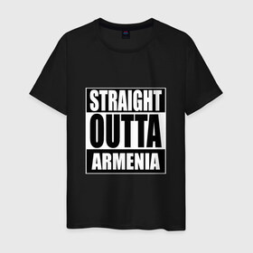 Мужская футболка хлопок с принтом Прямиком из Армении в Белгороде, 100% хлопок | прямой крой, круглый вырез горловины, длина до линии бедер, слегка спущенное плечо. | a | armenia | out | outta | straight | армения | армянин