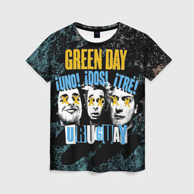 Женская футболка 3D с принтом Green Day в Белгороде, 100% полиэфир ( синтетическое хлопкоподобное полотно) | прямой крой, круглый вырез горловины, длина до линии бедер | green day | rock | грин дей | рок