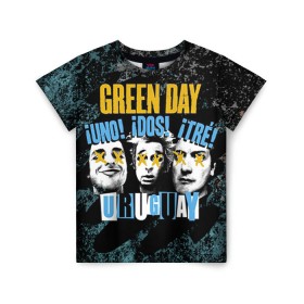 Детская футболка 3D с принтом Green Day в Белгороде, 100% гипоаллергенный полиэфир | прямой крой, круглый вырез горловины, длина до линии бедер, чуть спущенное плечо, ткань немного тянется | green day | rock | грин дей | рок