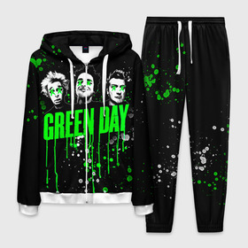 Мужской костюм 3D с принтом Green Day в Белгороде, 100% полиэстер | Манжеты и пояс оформлены тканевой резинкой, двухслойный капюшон со шнурком для регулировки, карманы спереди | Тематика изображения на принте: green day | rock | грин дей | рок